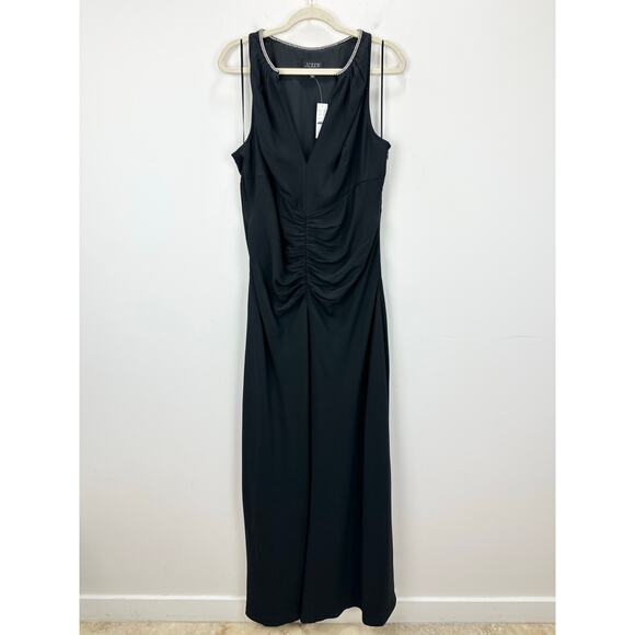 J.Crew Collection Full Length Embellished Ruched Dress Black Formal US 14 NWT - Picture 6 of 15
